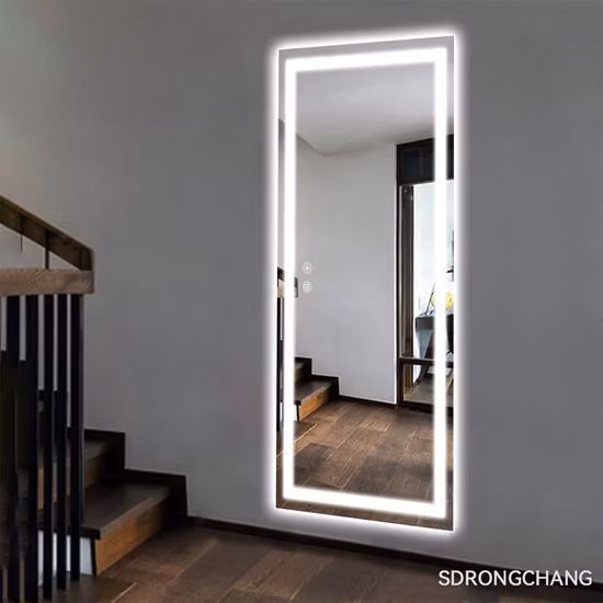 Factory Wholeasle Supplier Dimming Home Decoration Beauty Salon Furniture Wall Mounted LED Smart Makeup Hotel Bathroom Mirror with Defog and Digital Clock